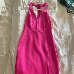 LULU’s AGLOW FUCHSIA BODYCON MIDI DRESS